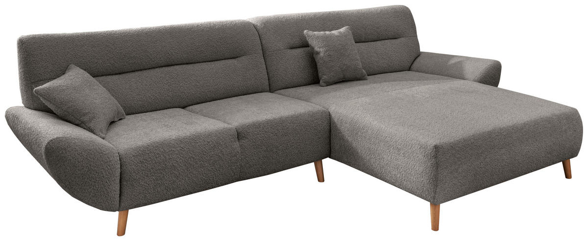 ECKSOFA in Bouclé Anthrazit  - Wildeiche/Anthrazit, Konventionell, Holz/Textil (290cm) - MID.YOU