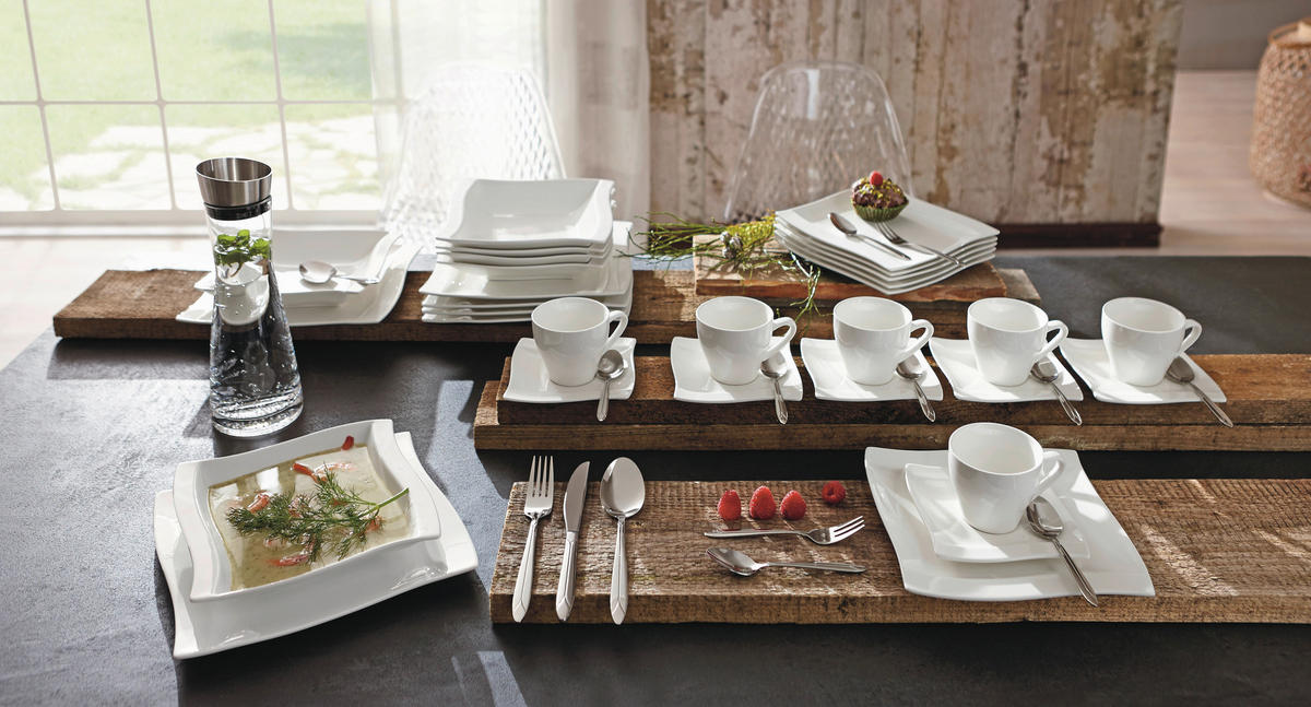 Serviciu De Cafea 18 piese  - alb, Basics, ceramică - Novel