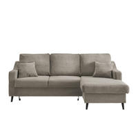 ECKSOFA Graubraun Cord  - Graubraun/Schwarz, Design, Holz/Textil (228/150cm) - P & B