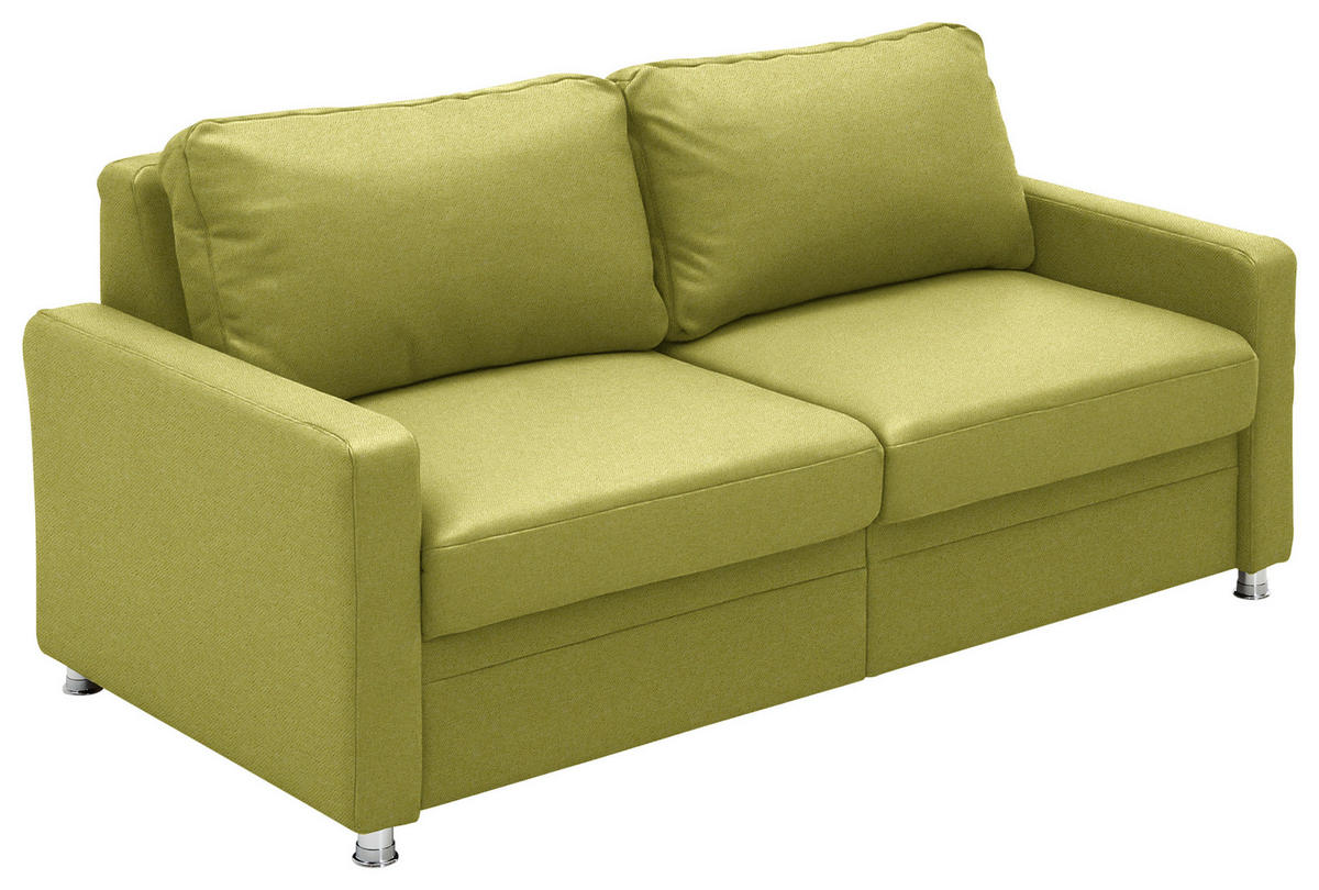 SCHLAFSOFA  in Chenille Limette  - Chromfarben/Limette, KONVENTIONELL, Textil/Metall (186/90/100cm) - Beldomo Style