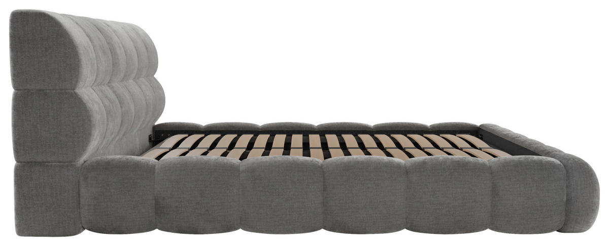 POLSTERBETT 180/200 cm,  in Taupe, Lattenrost, Bettkasten,  - Taupe/Schwarz, Design, Holz/Textil (180/200cm) - Chameo