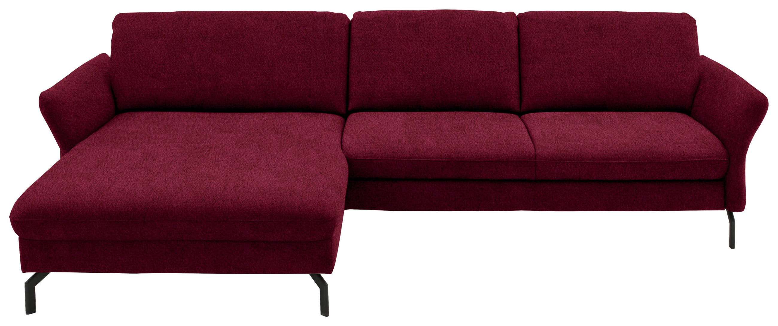 ECKSOFA in Velours Beere  - Beere/Schwarz, Design, Textil/Metall (179/306cm) - Beldomo System