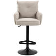 BARHOCKER Cord Schwarz, Beige Eisen Stoffauswahl, Sitzfläche 360° drehbar, inklusive Armlehnen  - Beige/Schwarz, Design, Textil/Metall (54/98-120/58cm) - Novel