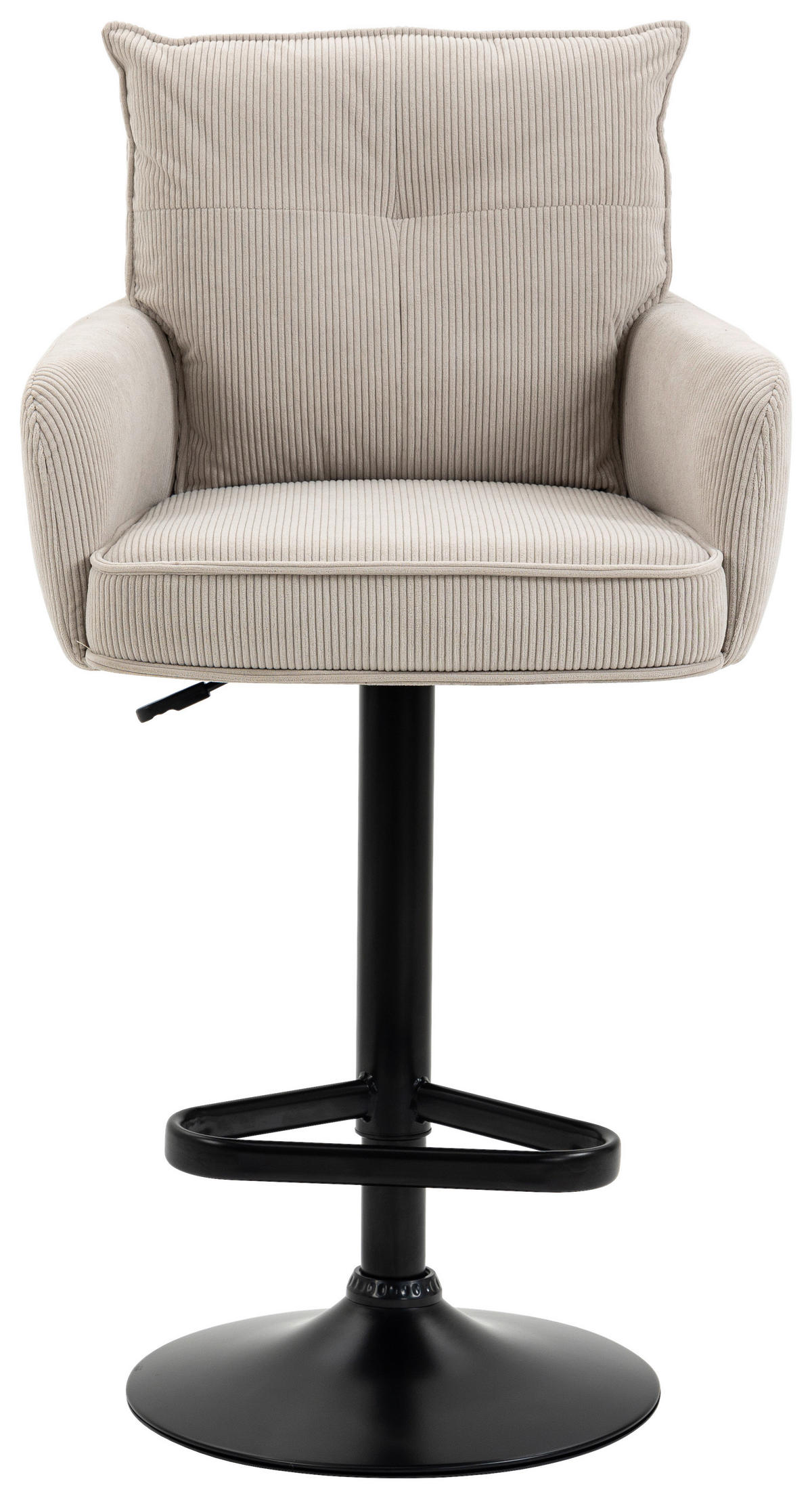 BARHOCKER Cord Schwarz, Beige Eisen Stoffauswahl, Sitzfläche 360° drehbar, inklusive Armlehnen  - Beige/Schwarz, Design, Textil/Metall (54/98-120/58cm) - Novel