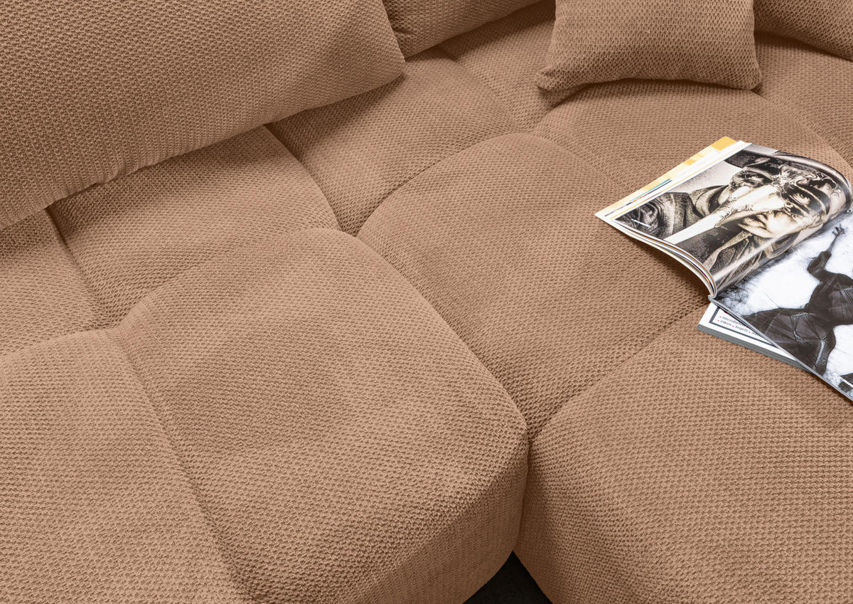 ECKSOFA Rosa Plüsch Zierkissen, Rückenkissen, Bettkasten, Schlaffunktion, Rücken echt, Liegefläche im Originalstoff  - Schwarz/Rosa, KONVENTIONELL, Kunststoff/Textil (253/192cm) - Carryhome