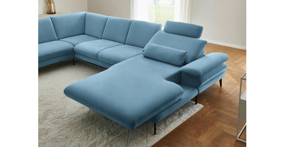 WOHNLANDSCHAFT  in Chenille, Flachgewebe Blau  - Blau/Schwarz, Design, Textil/Metall (208/344/180cm) - Dieter Knoll