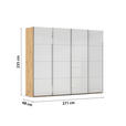 SCHWEBETÜRENSCHRANK  in Weiß, Eiche Artisan  - Chromfarben/Weiß, Design, Glas/Holzwerkstoff (271/235/68cm) - Novel