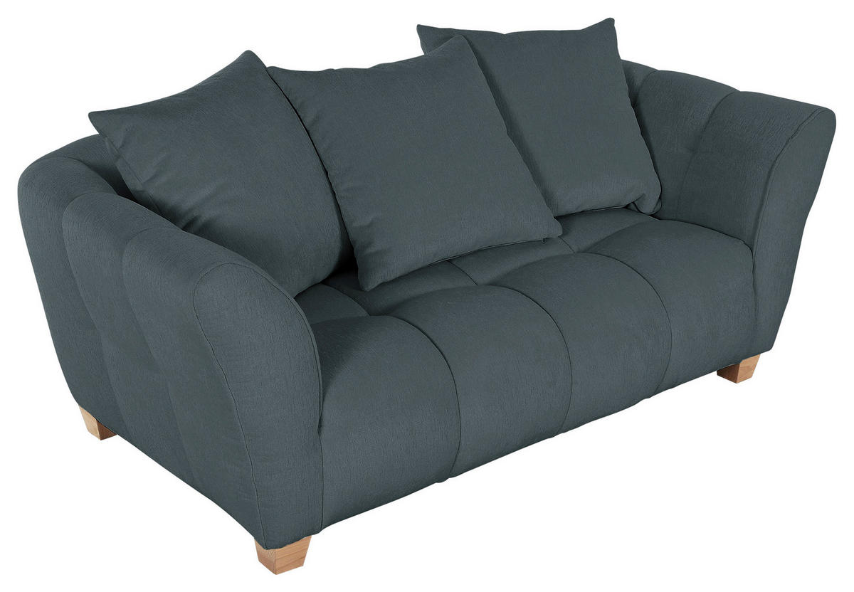2-SITZER-SOFA Chenille Dunkelgrau  - Dunkelgrau/Naturfarben, KONVENTIONELL, Holz/Textil (185/72/95cm) - Milino