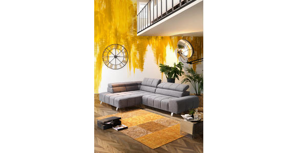 ECKSOFA in Webstoff Dunkelgrau  201/295 cm  - Dunkelgrau/Silberfarben, Design, Textil/Metall (201/295cm) - Hom`in