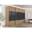 SCHWEBETÜRENSCHRANK  in Schwarz, Eiche Artisan  - Chromfarben/Schwarz, KONVENTIONELL, Glas/Holzwerkstoff (316/235/68cm) - Novel