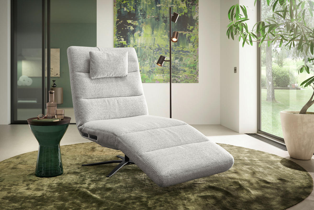 RELAXLIEGE inkl. Akku Flachgewebe Beige  - Beige/Schwarz, MODERN, Textil/Metall (82/53-115/156-206cm) - Pure Home Comfort