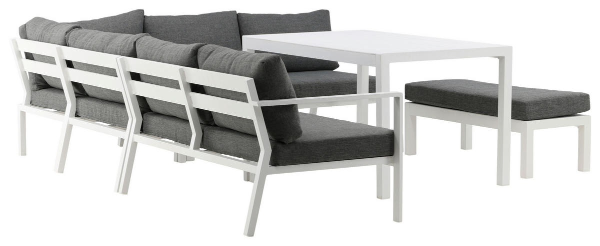 LOUNGESET  - vit/grå, Klassisk, metall/textil - Gardenson