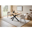 ESSTISCH 140/80/76 cm Echtholz  Holz, Metall rechteckig Eichefarben  - Eichefarben/Schwarz, LIFESTYLE, Holz/Metall (140/80/76cm) - Linea Natura