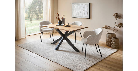ESSTISCH 140/80/76 cm Echtholz  Holz, Metall rechteckig Eichefarben  - Eichefarben/Schwarz, LIFESTYLE, Holz/Metall (140/80/76cm) - Linea Natura