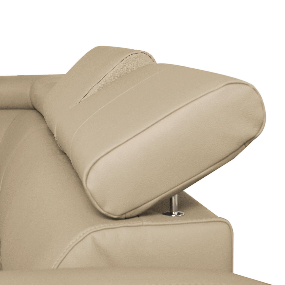 ECKSOFA in Lederlook Echtleder Beige  - Chromfarben/Beige, Design, Leder/Textil (208/245cm) - Livetastic