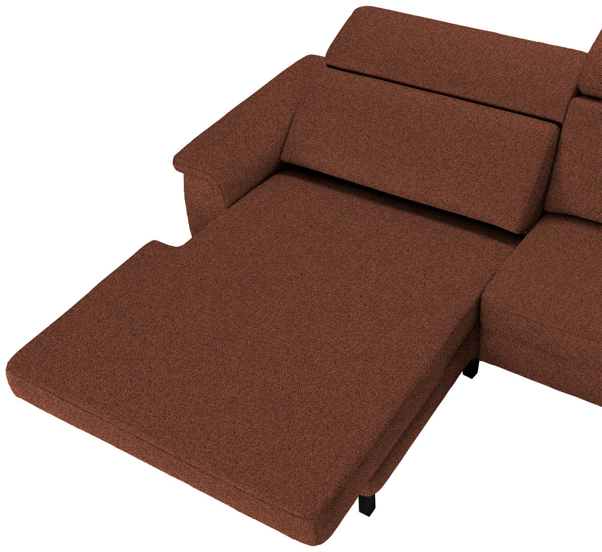 ECKSOFA Rostfarben Flachgewebe Rücken echt, Kopfteilverstellung  - Rostfarben/Schwarz, KONVENTIONELL, Textil/Metall (182/304cm) - Pure Home Comfort
