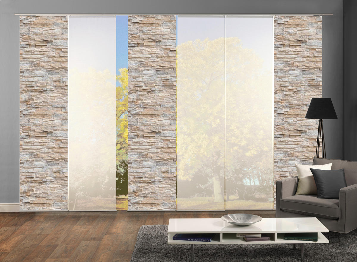 FLÄCHENVORHANG 6ER SET in Naturfarben halbtransparent  - Naturfarben, Design, Textil (60/245cm) - Schmidt W. Gmbh