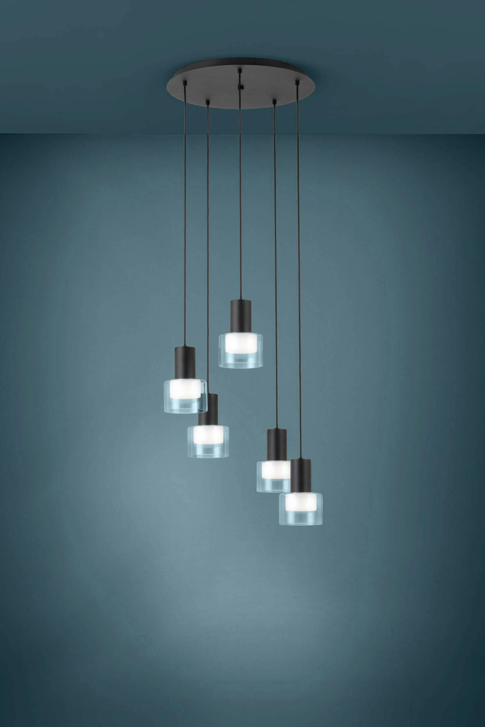 LED-HÄNGELEUCHTE Molineros 53/150 cm   - Schwarz/Weiß, Design, Glas/Kunststoff (53/150cm) - Eglo