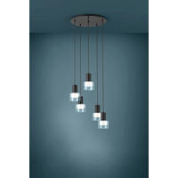 LED-HÄNGELEUCHTE Molineros 53/150 cm   - Schwarz/Weiß, Design, Glas/Kunststoff (53/150cm) - Eglo