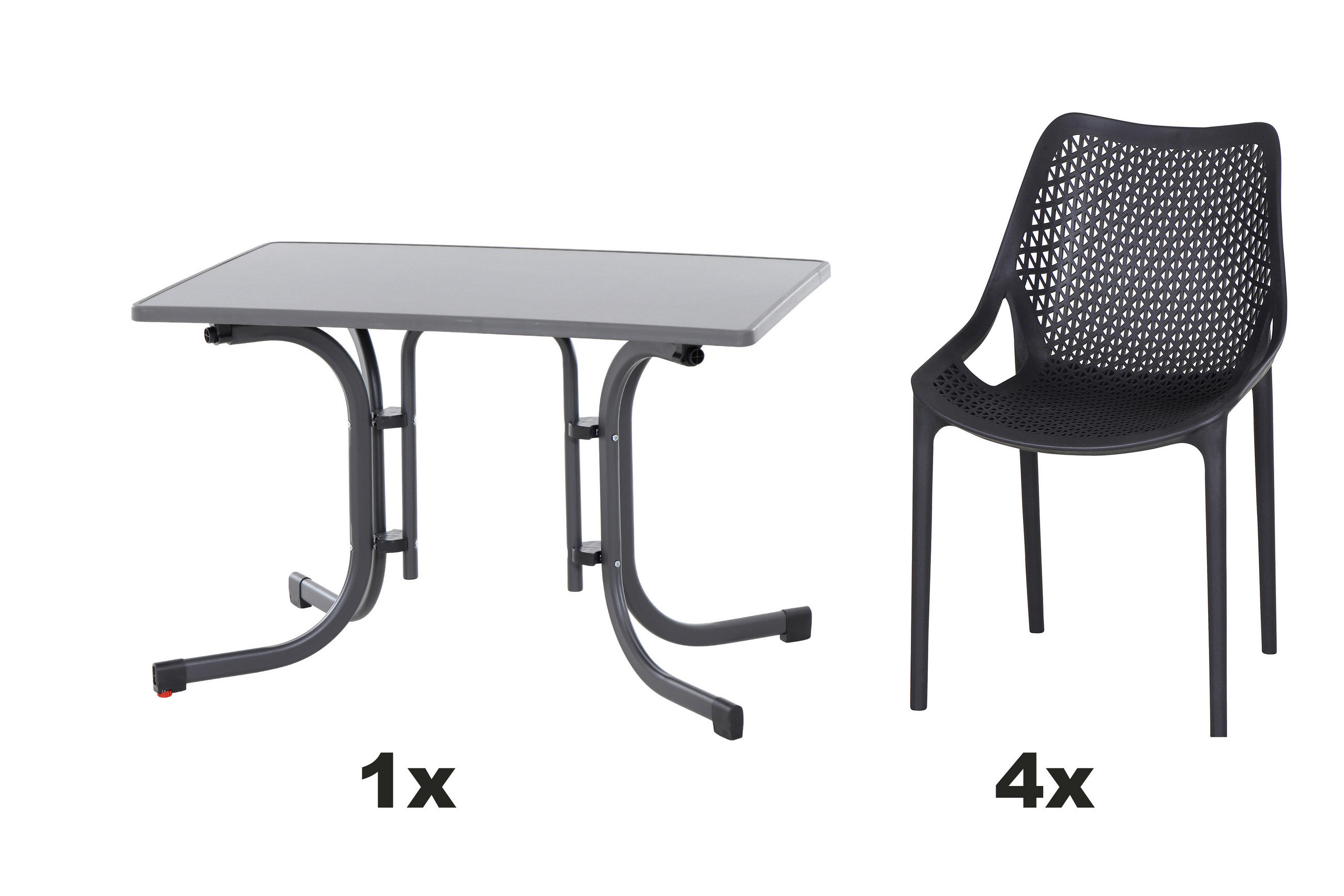 GARTENGARNITUR 5-teilig  - Anthrazit, Basics, Holzwerkstoff/Kunststoff (70/81/110cm) - Siena Garden