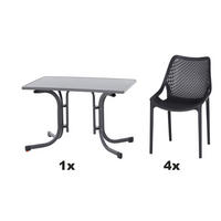 GARTENGARNITUR 5-teilig Stahl 5-teilig  - Anthrazit, Basics, Kunststoff/Metall (70/81/110cm) - Siena Garden