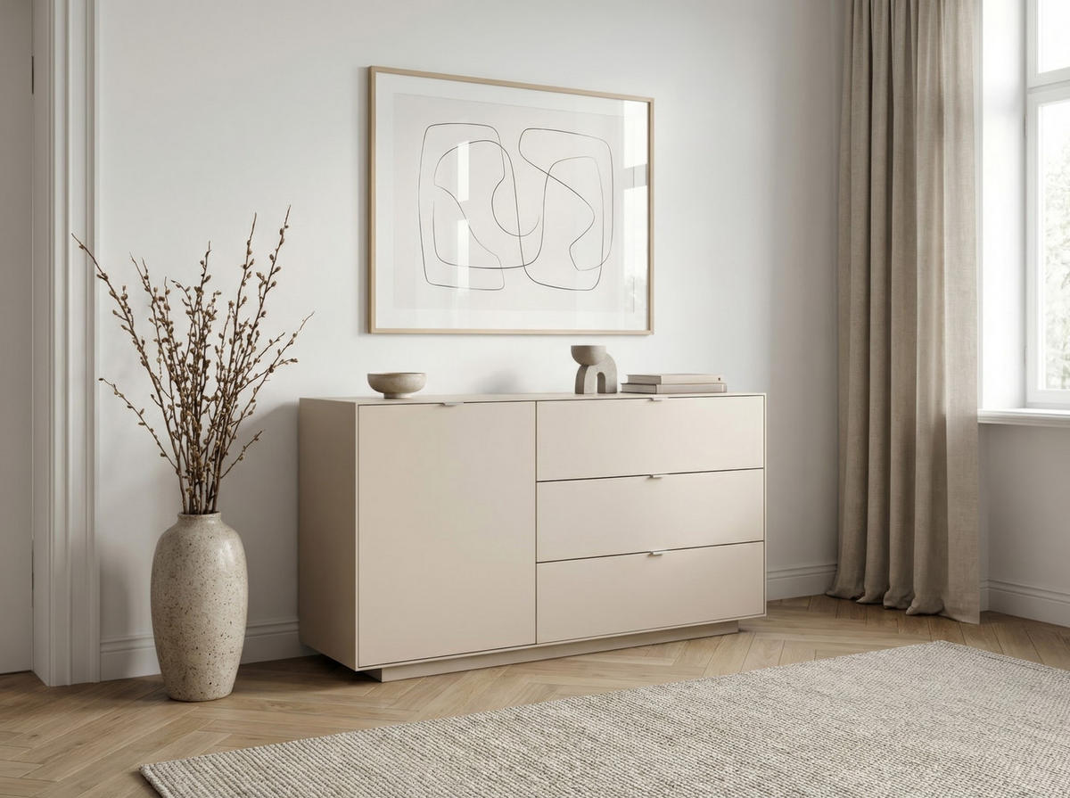 TÁLALÓSZEKRÉNY 160/90/37,5 cm  - homokszínű, Design, műanyag/faalapú anyag (160/90/37,5cm) - MID.YOU