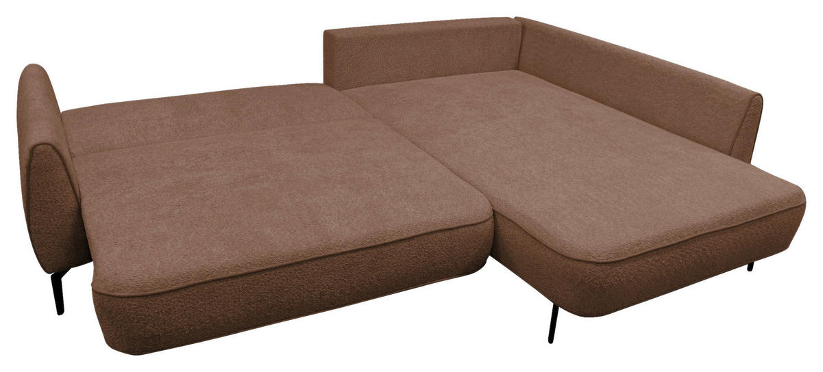 ECKSOFA in Bouclé Braun  - Creme/Schwarz, Design, Textil/Metall (273/204cm) - MID.YOU