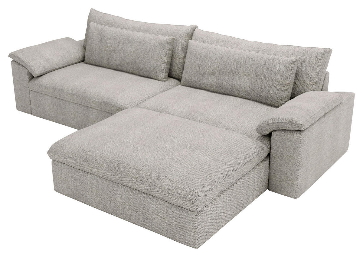 ECKSOFA  in Webstoff Greige  306/198 cm  - Greige/Schwarz, MODERN, Kunststoff/Textil (306/198cm) - Carryhome