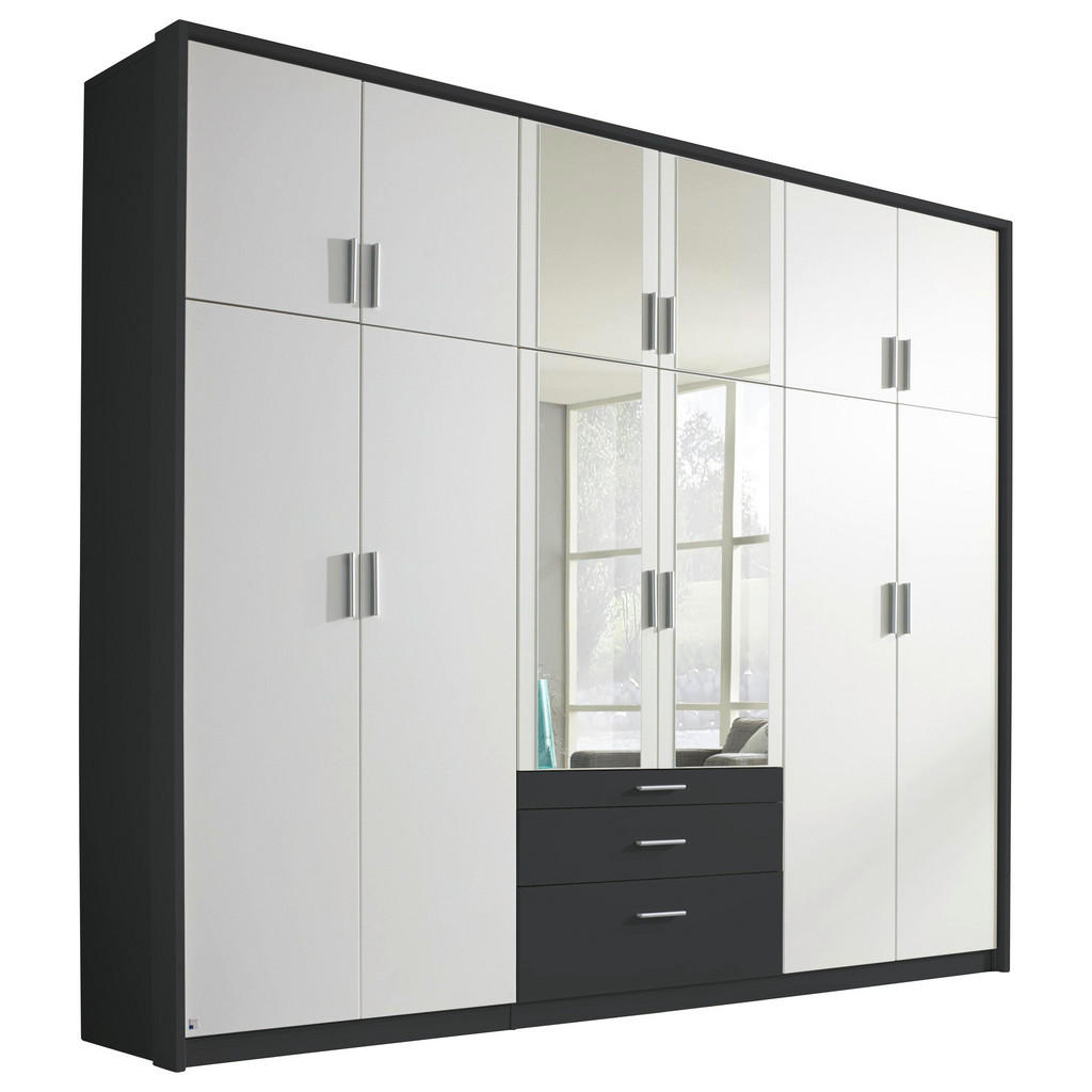 Drehtürenschrank Mit Spiegel + Laden 275 cm Hildesheim Weiß