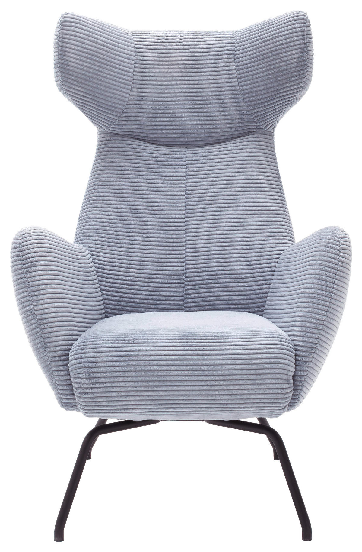 OHRENSESSEL in Cord Hellblau  - Schwarz/Hellblau, Design, Textil/Metall (79/117/82cm) - Lomoco