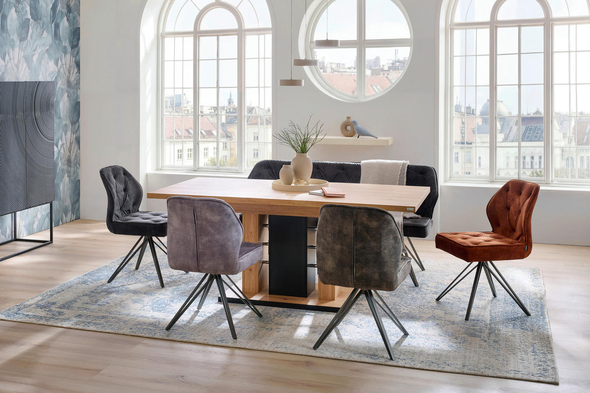 ESSTISCH 140-180/90/75 cm Nachbildung  Holzwerkstoff ausziehbar rechteckig Schwarz, Eiche Artisan  - Schwarz/Eiche Artisan, Konventionell, Holzwerkstoff (140-180/90/75cm) - Carryhome