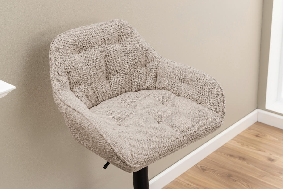 BARHOCKER in Textil Beige  - Beige/Schwarz, Modern, Textil/Metall (52/109/52cm) - MID.YOU