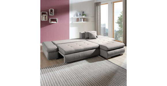 ECKSOFA Grau Webstoff  - Chromfarben/Grau, Design, Kunststoff/Textil (302/187cm) - Carryhome