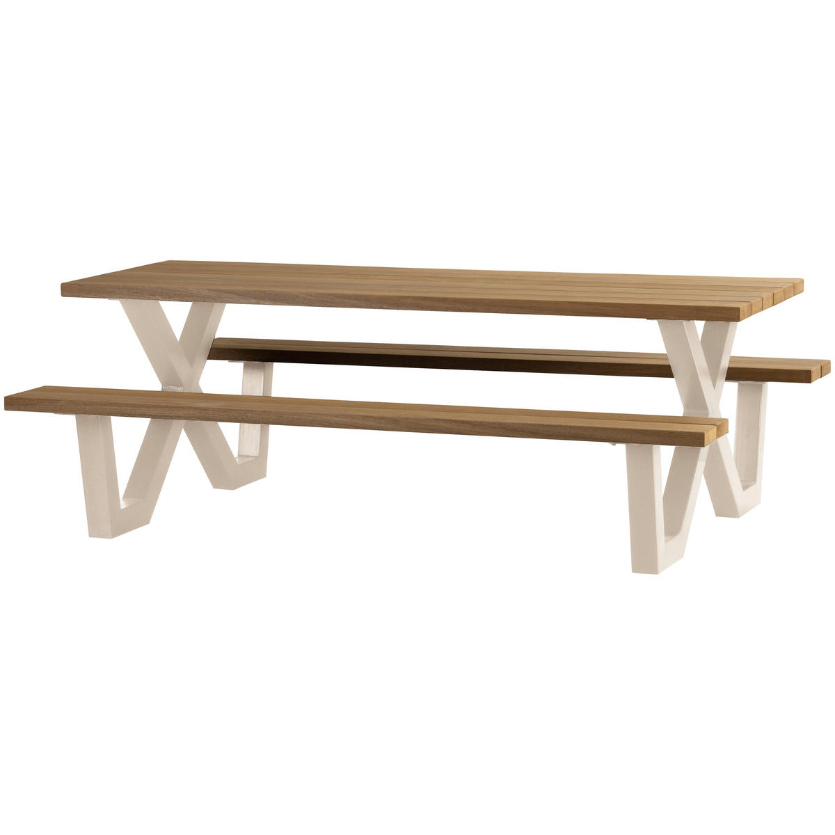 GARTENTISCHGRUPPE  - Naturfarben, MODERN, Holz/Metall (206/145/75cm) - Livetastic