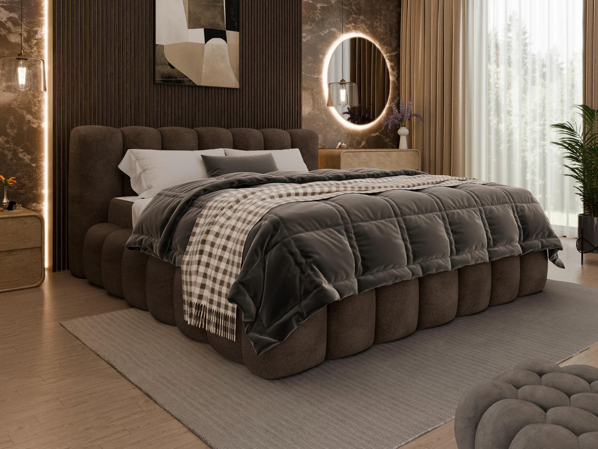 POLSTERBETT 180/200 cm  in Braun  - Schwarz/Braun, Trend, Kunststoff/Textil (180/200cm) - Esposa