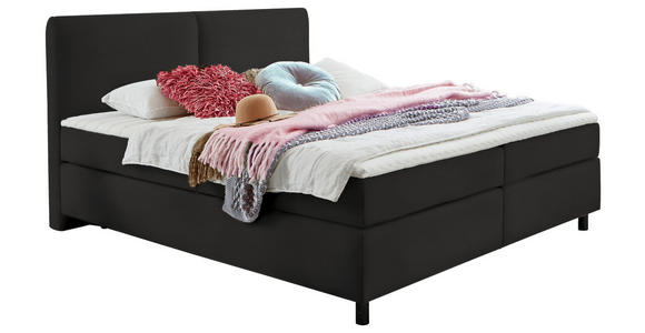 BOXSPRINGBETT 200/200 cm in Schwarz - Schwarz, KONVENTIONELL, Kunststoff/Textil (200/200cm) - Hom`in