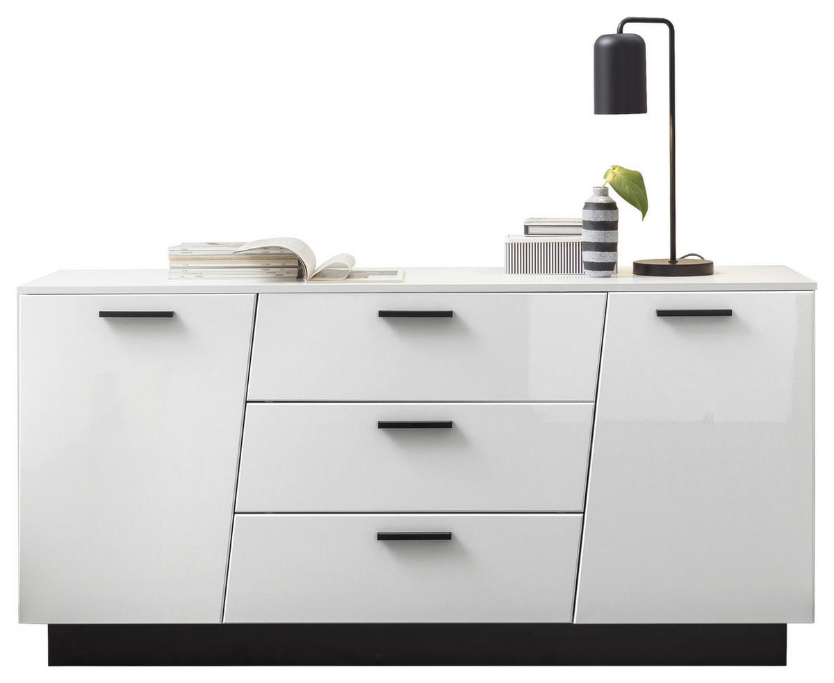 Comodă Cu Uși 160/80/43,6 cm  - alb/alb lucios intens, Lifestyle, plastic/material pe bază de lemn (160/80/43,6cm) - Livetastic