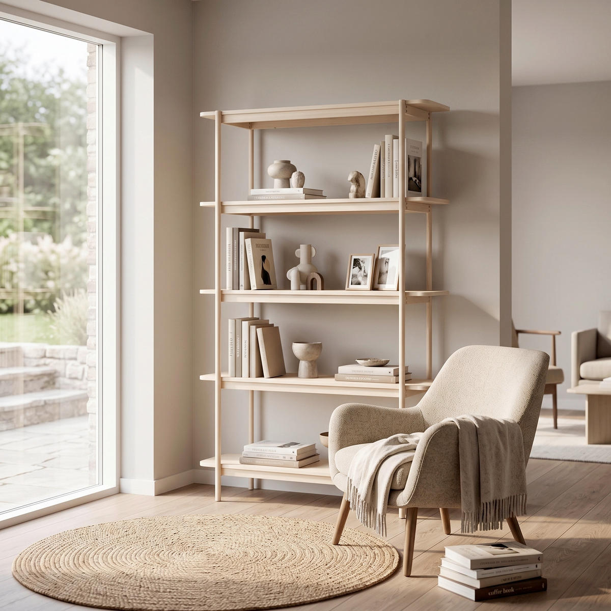 HYLLA i 120/190/40 cm beige  - beige, Modern, metall/trä (120/190/40cm) - Livetastic