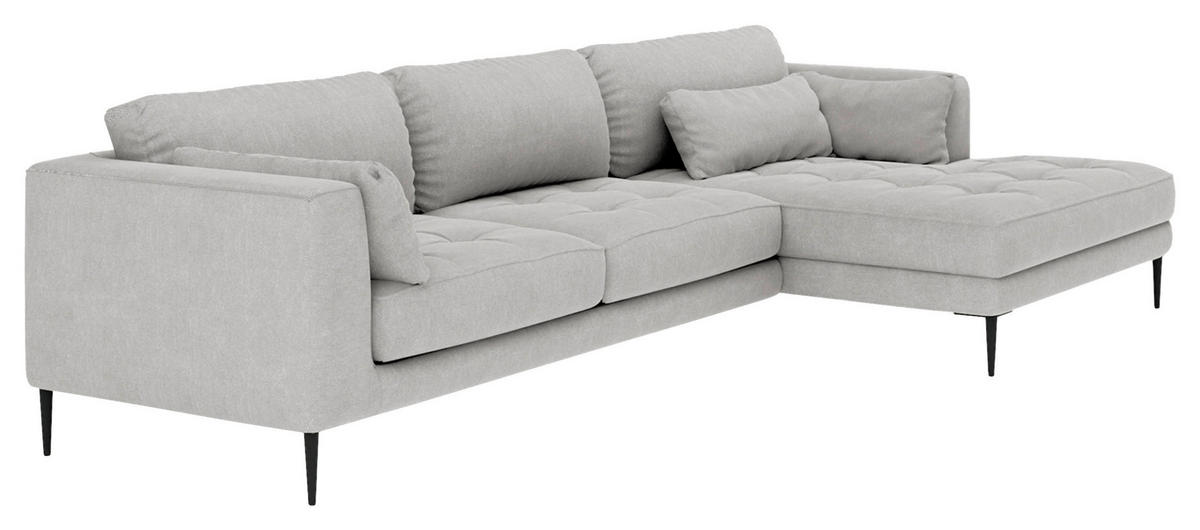 ECKSOFA in Struktur Grau  - Schwarz/Grau, Design, Textil/Metall (275/168cm) - Trendmanufaktur