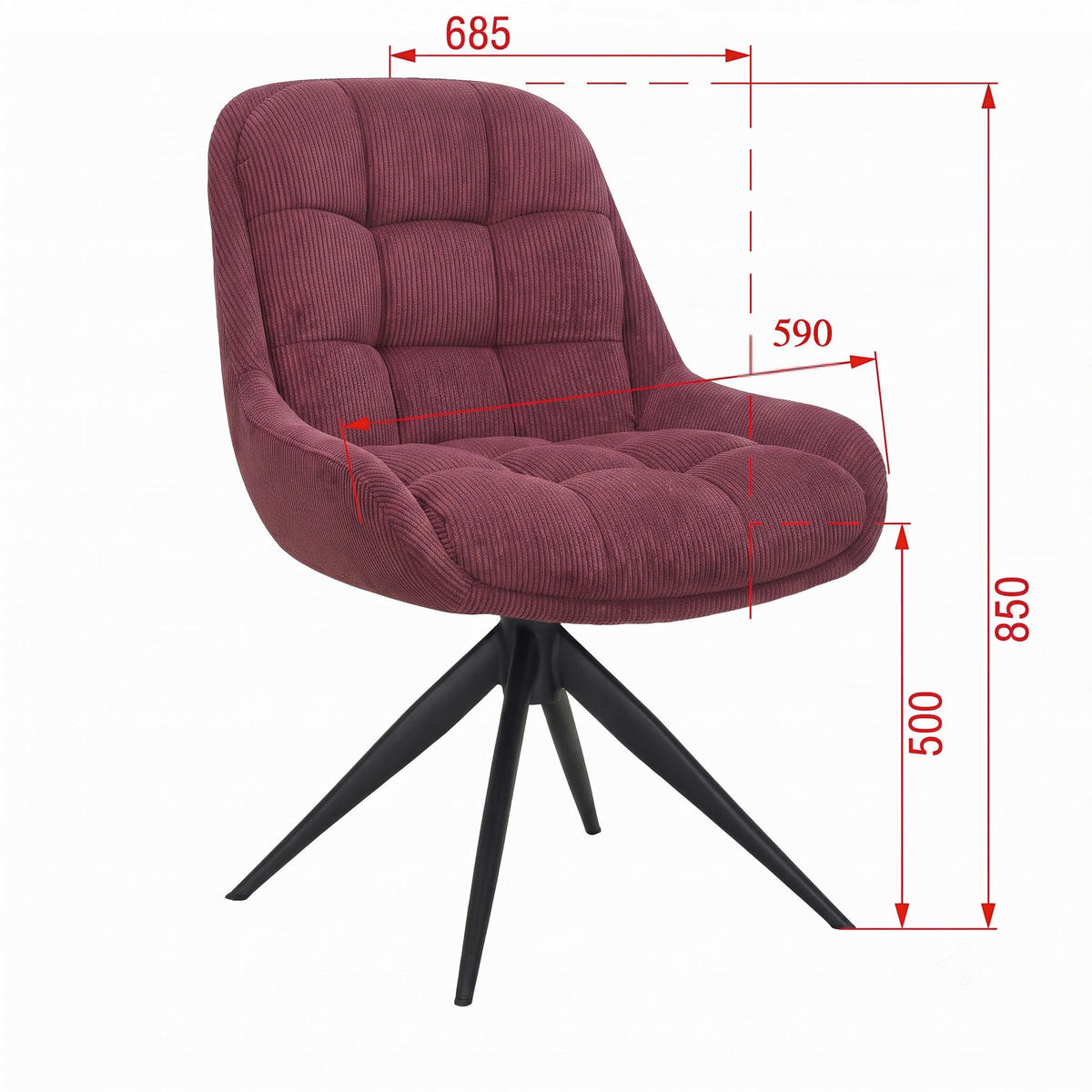 STUHL - Rot/Schwarz, Design, Textil/Metall (58/85/70cm) - Johann Jakob