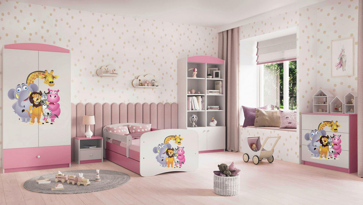KINDER-/JUNIORBETT - Pink/Birkefarben, MODERN, Holz/Holzwerkstoff (80/160cm) - MID.YOU