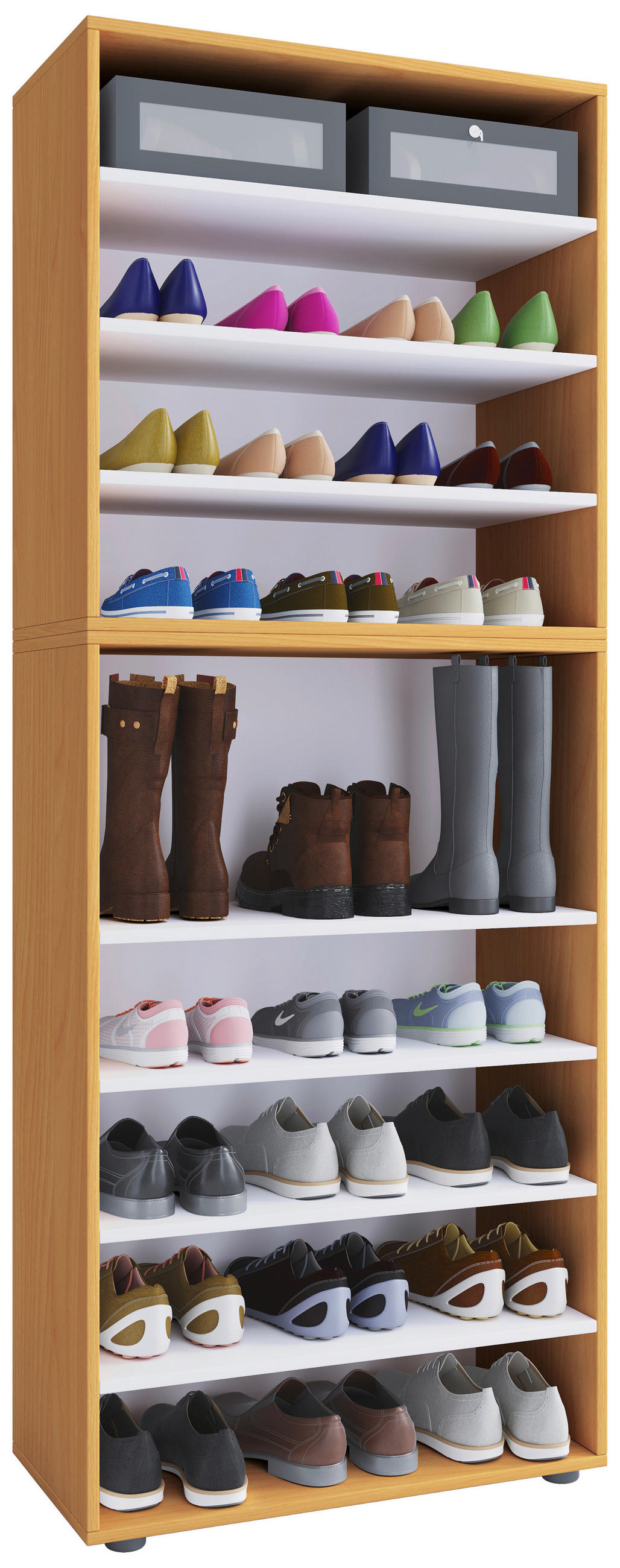 Schuhregal Lona XXL 9 Ablagen Buche Dekor H: 183 cm