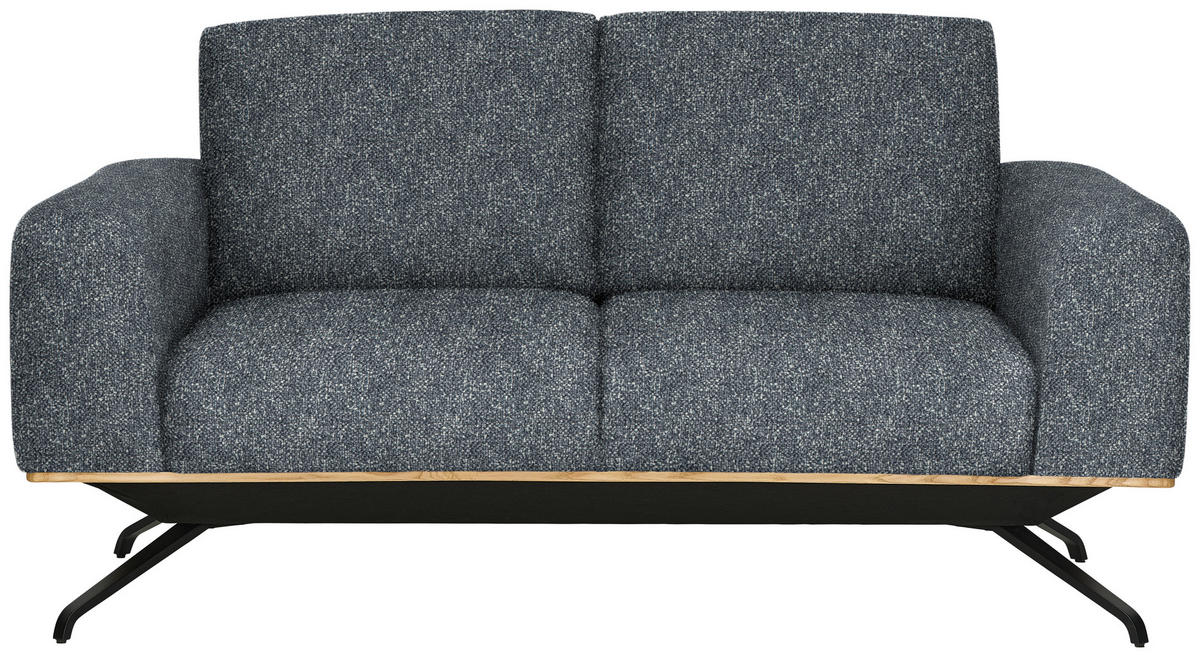 2-SITZER-SOFA in Struktur Dunkelgrau  - Dunkelgrau/Schwarz, Design, Holz/Textil (166/85-104/95cm) - Novel
