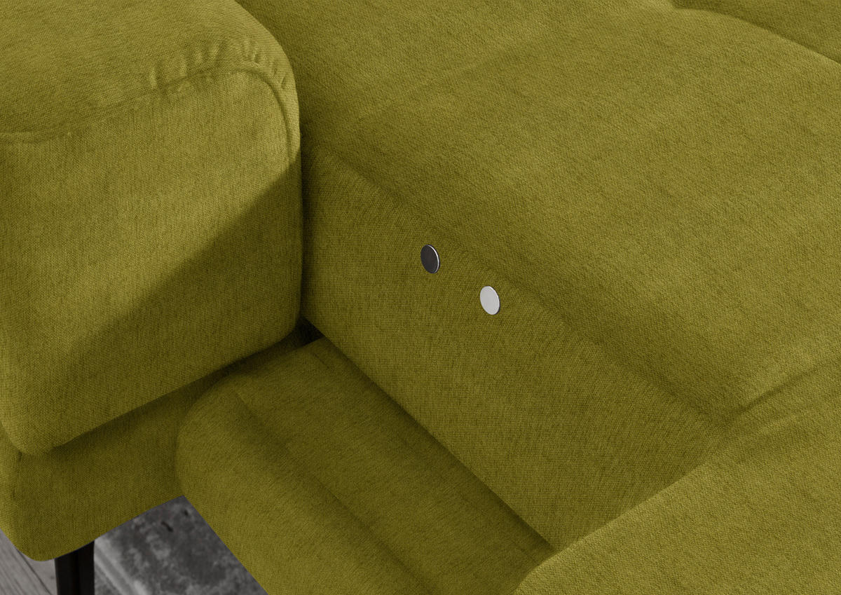 ECKSOFA in Flachgewebe Grün  - Schwarz/Grün, Design, Textil/Metall (190/309cm) - Beldomo Style