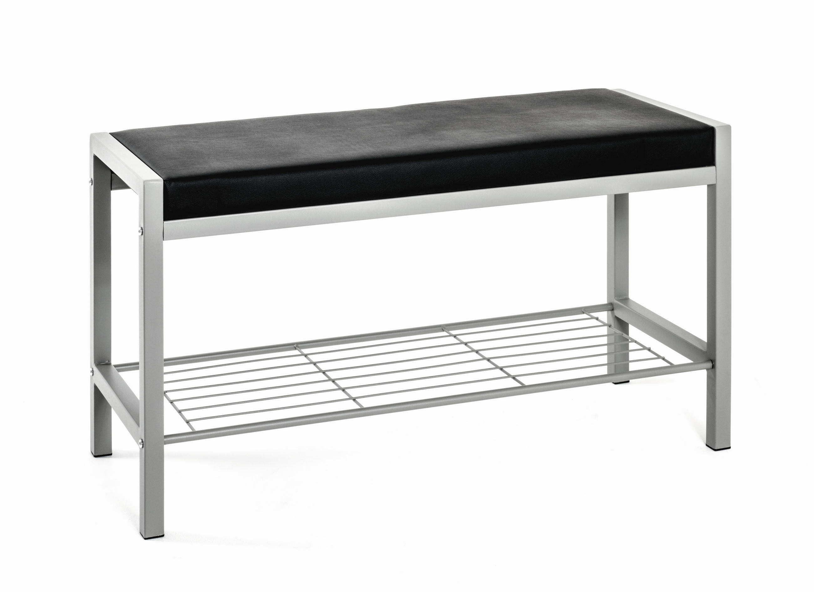 BANCĂ PENTRU HOL 80/48/32 cm  - culoare aluminiu/negru, Basics, metal/textil (80/48/32cm) - Carryhome