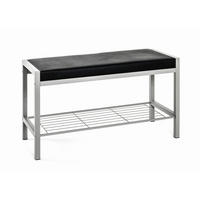 BANCĂ PENTRU HOL 80/48/32 cm  - culoare aluminiu/negru, Basics, metal/textil (80/48/32cm) - Carryhome