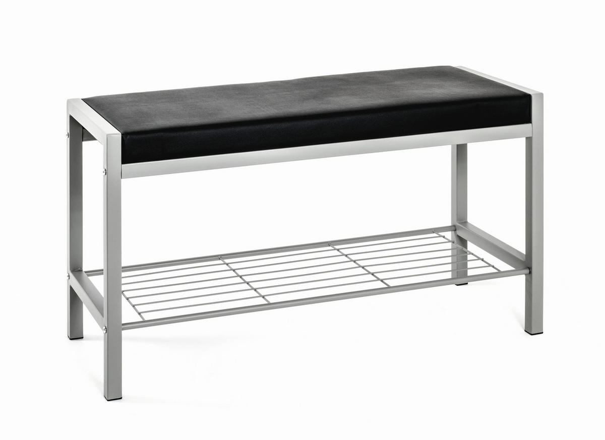 BANCĂ PENTRU HOL 80/48/32 cm  - culoare aluminiu/negru, Basics, metal/textil (80/48/32cm) - Carryhome