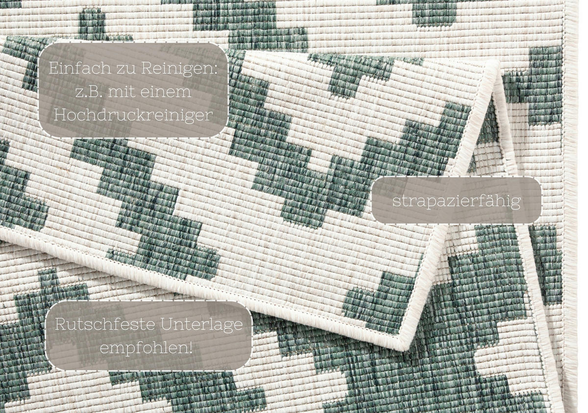 OUTDOORTEPPICH 80/350 cm Twin Grün, Creme  - Creme/Grün, Basics, Kunststoff (80/350cm) - Hanse Home