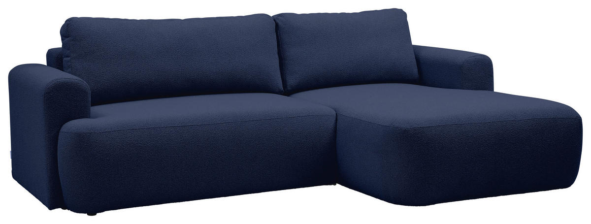 ECKSOFA Dunkelblau Bouclé Rückenkissen, Rücken echt  - Schwarz/Dunkelblau, KONVENTIONELL, Kunststoff/Textil (257/170cm) - Tom Tailor