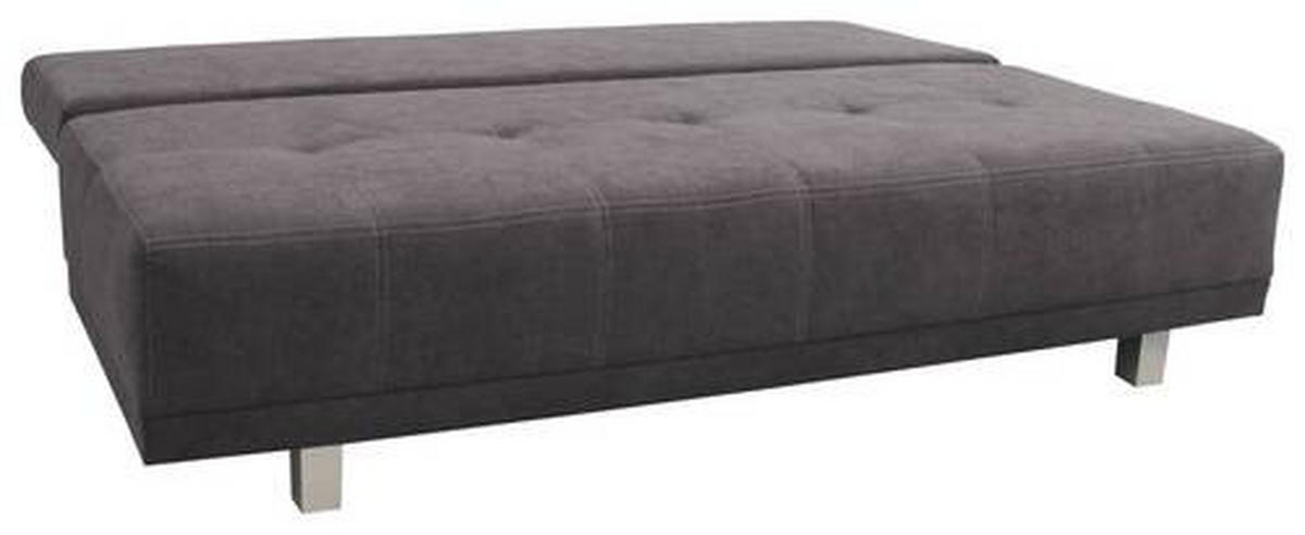 SCHLAFSOFA  mit Schlafen auf Sitzhöhe, Rücken echt Samt Graubraun  - Chromfarben/Graubraun, Design, Kunststoff/Textil (194/77/89cm) - MID.YOU
